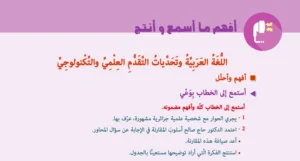 تحضير نص اللغة العربية وتحديات التقدم العلمي والتكنولوجي للسنة الرابعة متوسط