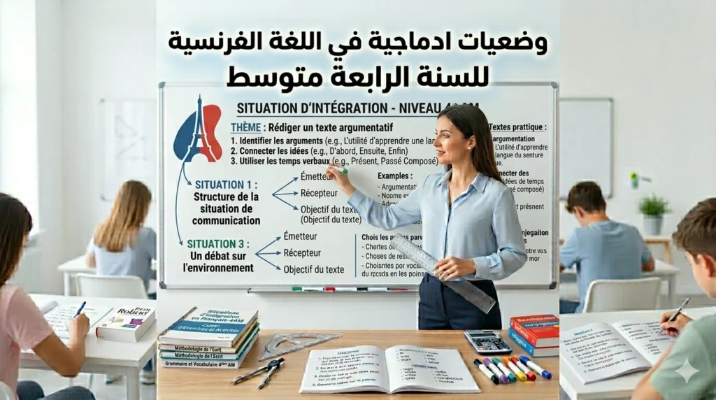 وضعيات ادماجية في اللغة الفرنسية للسنة الرابعة متوسط